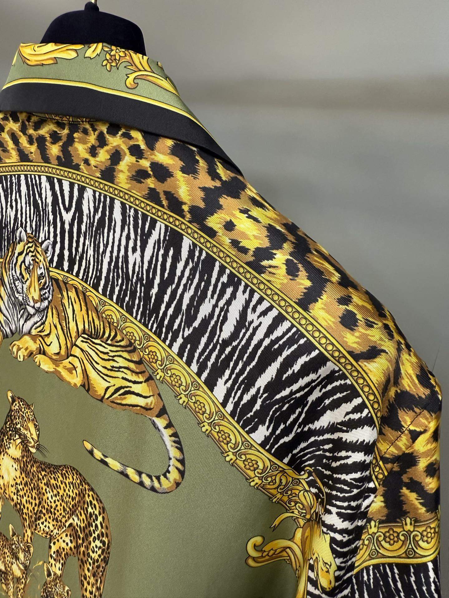 Premium Versace Wild Cats Silk Replica Shirt - Image 7