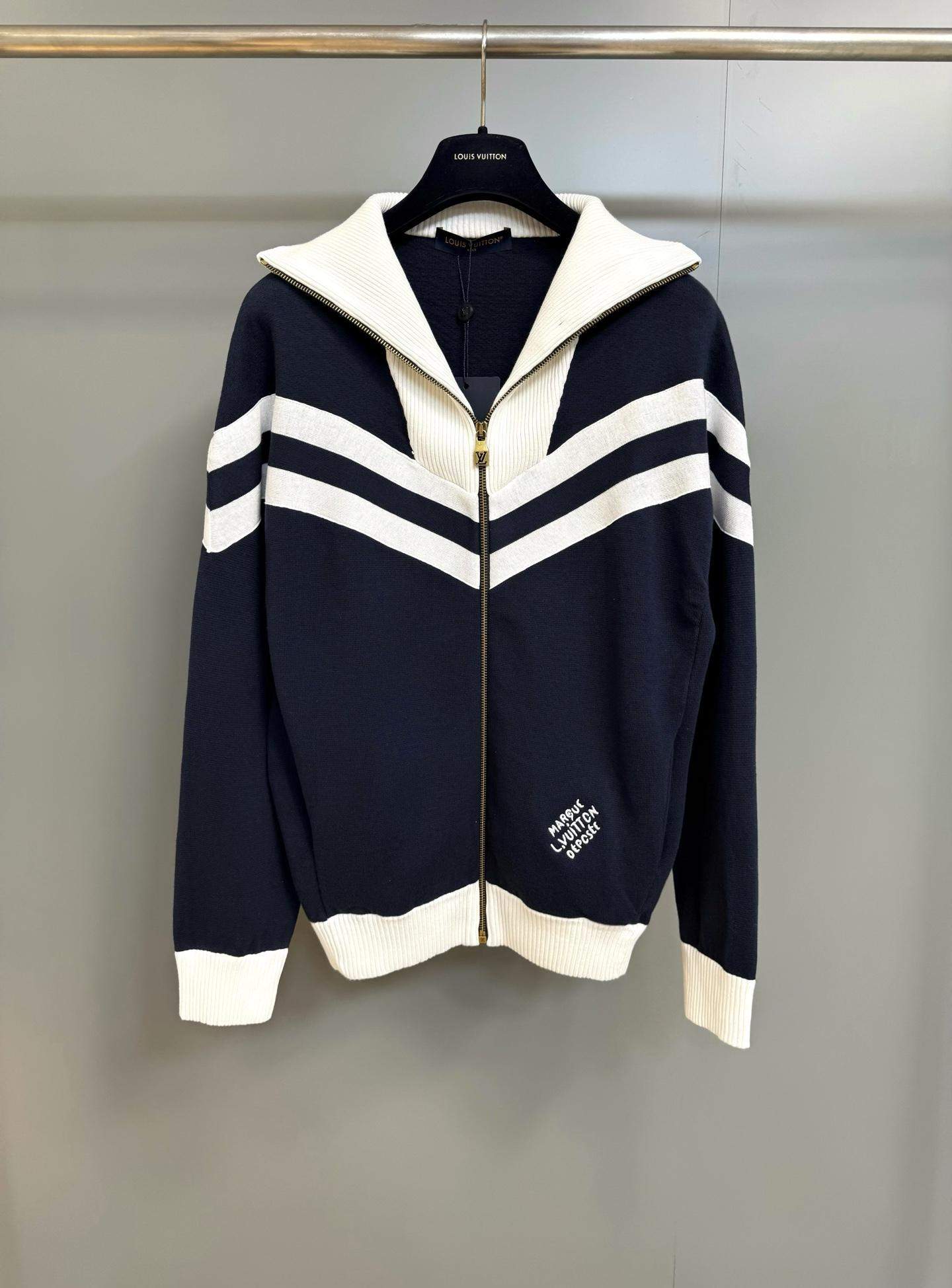 Copy Louis Vuitton Knitted Cotton Sailor Replica Blouson - Image 3