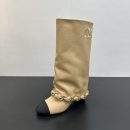Luxury Replica Lambskin & Grosgrain High Boots - Beige