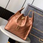 Premium Grained Calfskin 25 Medium Replica Handbag - Dark Gold
