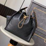 Premium Grained Calfskin 25 Medium Replica Handbag - Black