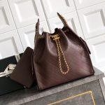 Premium Grained Calfskin 25 Medium Replica Handbag - Dark Brown