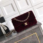 Deluxe Small Replica Classic Handbag Velvet Gold-Tone Metal - Burgundy