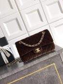 Deluxe Small Replica Classic Handbag Velvet Gold-Tone Metal