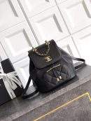 Copy Grained Shiny Calfskin & Gold-Tone Metal Replica Backpack