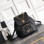 Copy Grained Shiny Calfskin & Gold-Tone Metal Replica Backpack