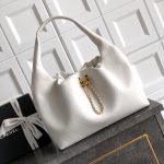 Premium Large Replica Hobo Bag With Chain Drawstring - White