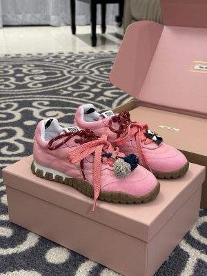 Copy Miu Miu Tyre Technical Fabric And Suede Replica Sneakers