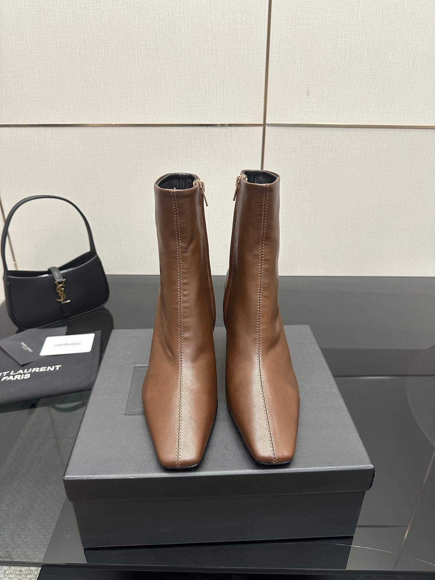 Shop Yves Saint Laurent Jill Replica Booties In Smooth Leather - Image 2