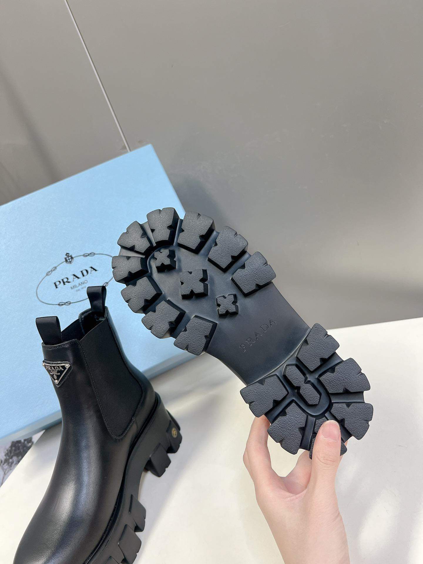 Finest Prada Monolith Brushed Leather Chelsea Replica Boots - Image 9