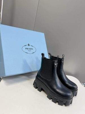 Finest Prada Monolith Brushed Leather Chelsea Replica Boots