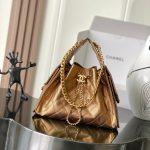Copy Grained Calfskin 25 Small Replica Handbag - Dark Gold