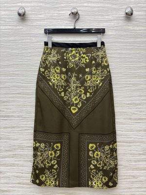 Exact Copy Gucci Printed Silk Twill Replica Skirt