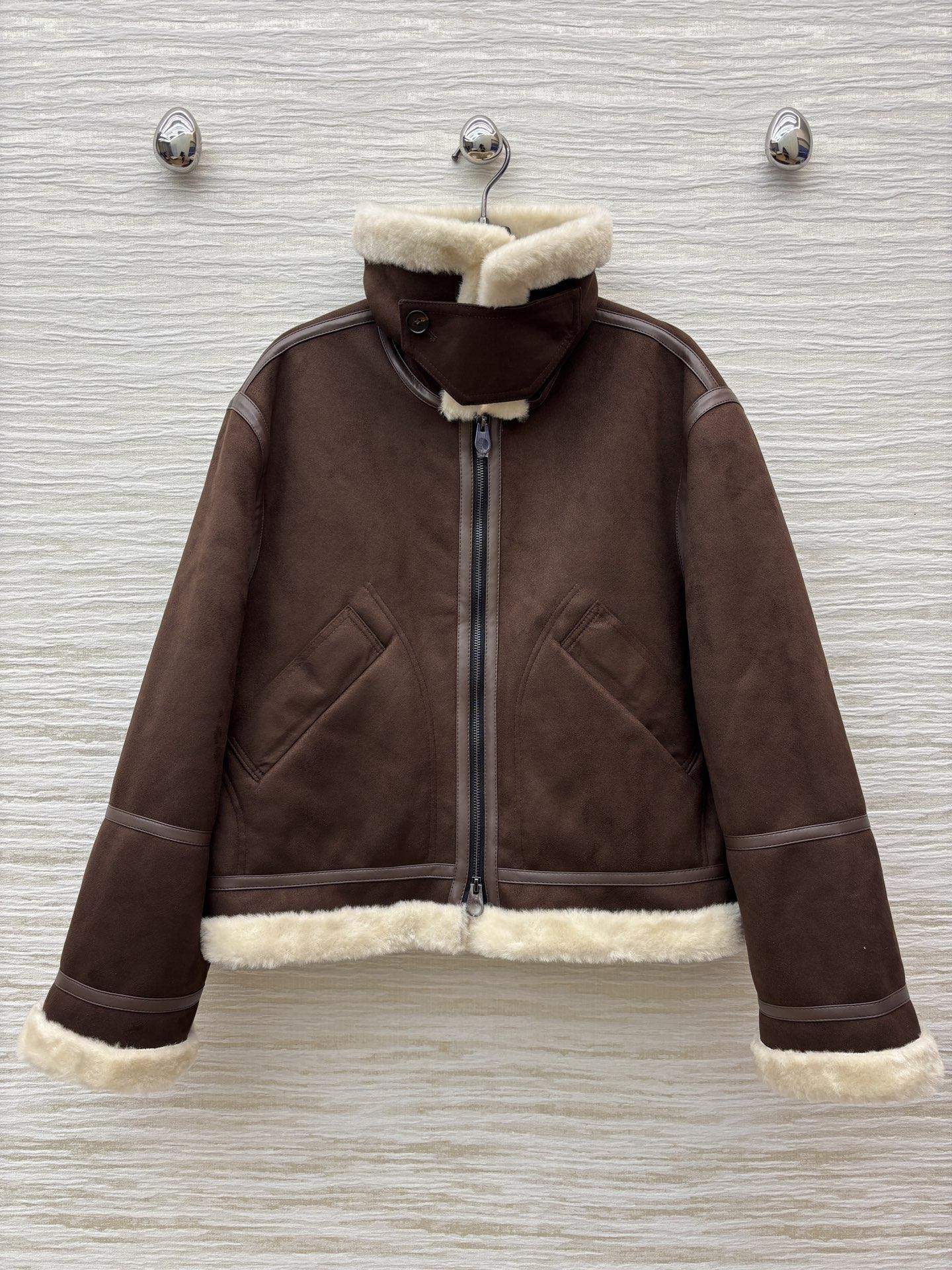 Superior Loro Piana Leather-Trimmed Replica Shearling Jacket