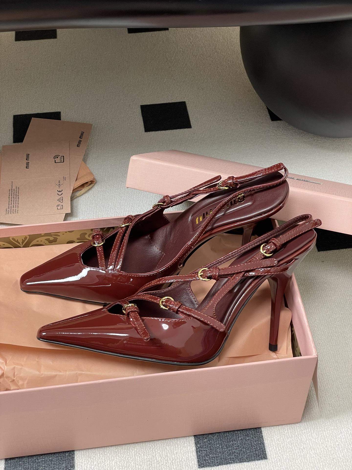 Best Miu Miu Patent Leather Replica Slingbacks With Buckles - Image 5