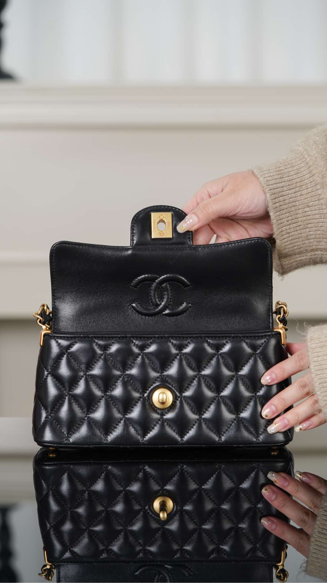 Buy Mini Replica Flap Bag With Top Handle - Image 8