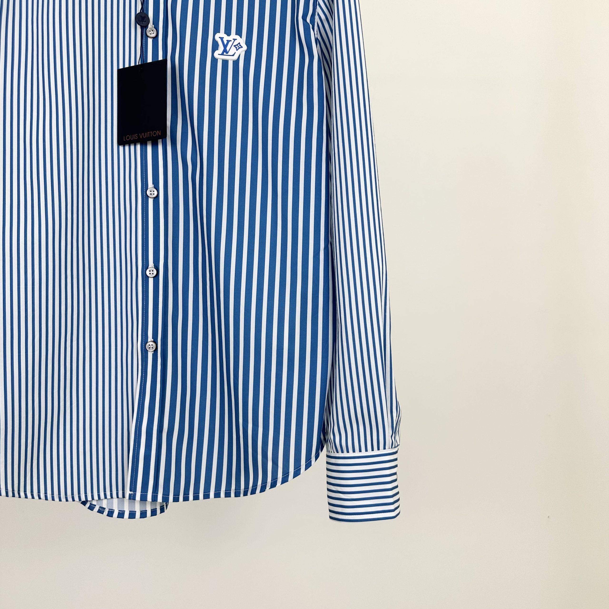Luxury Louis Vuitton Monogram Patchwork Striped Replica Shirt - Image 5