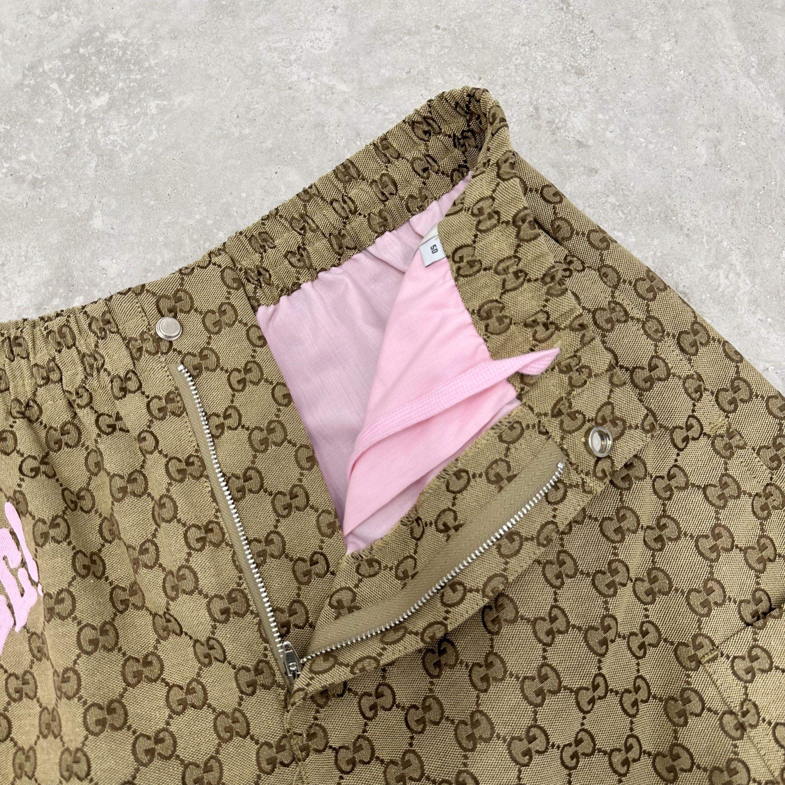 Shop Gucci Embroidered Canvas Linen Blend Replica Shorts - Image 5