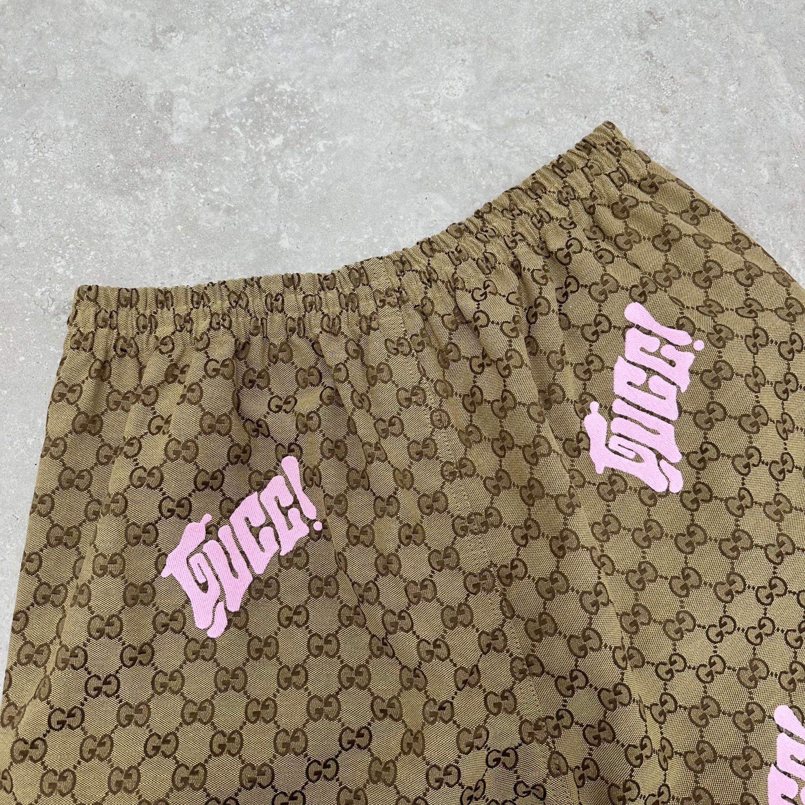 Shop Gucci Embroidered Canvas Linen Blend Replica Shorts - Image 4