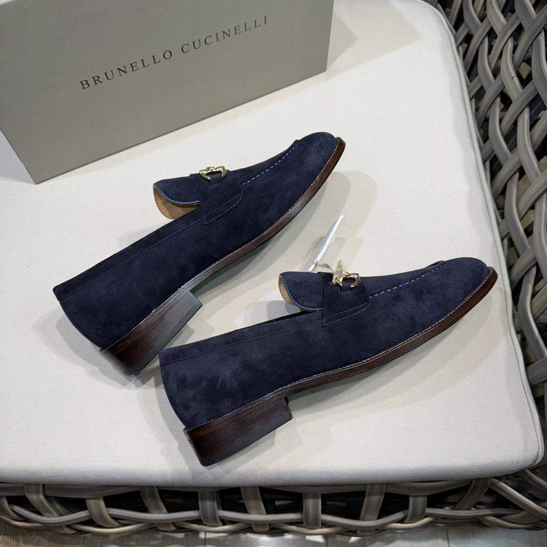 Shop Replica Brunello Cucinelli Suede Loafers With Bit - Image 3