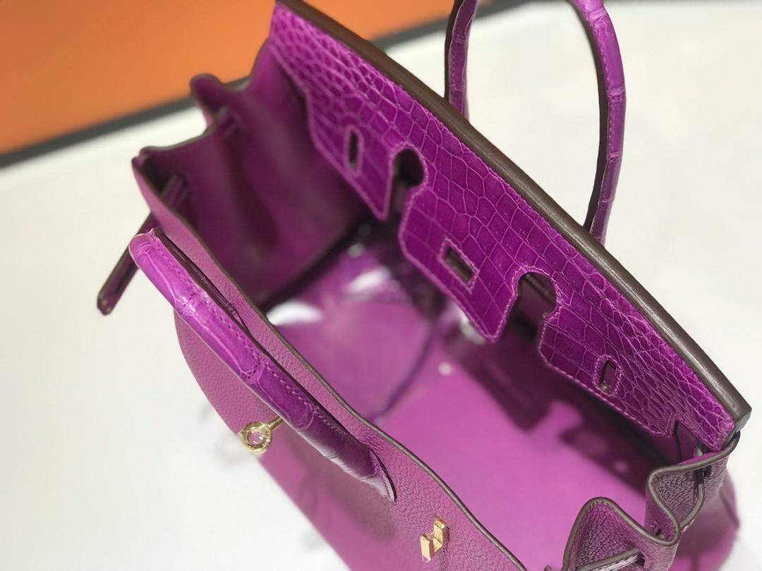 Deluxe Hermes Birkin Touch 25 cm Replica Bag In Togo & Shiny Crocodile Leather With Gold Hardware - Image 6