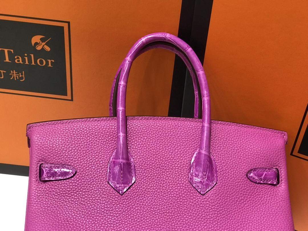 Deluxe Hermes Birkin Touch 25 cm Replica Bag In Togo & Shiny Crocodile Leather With Gold Hardware - Image 8