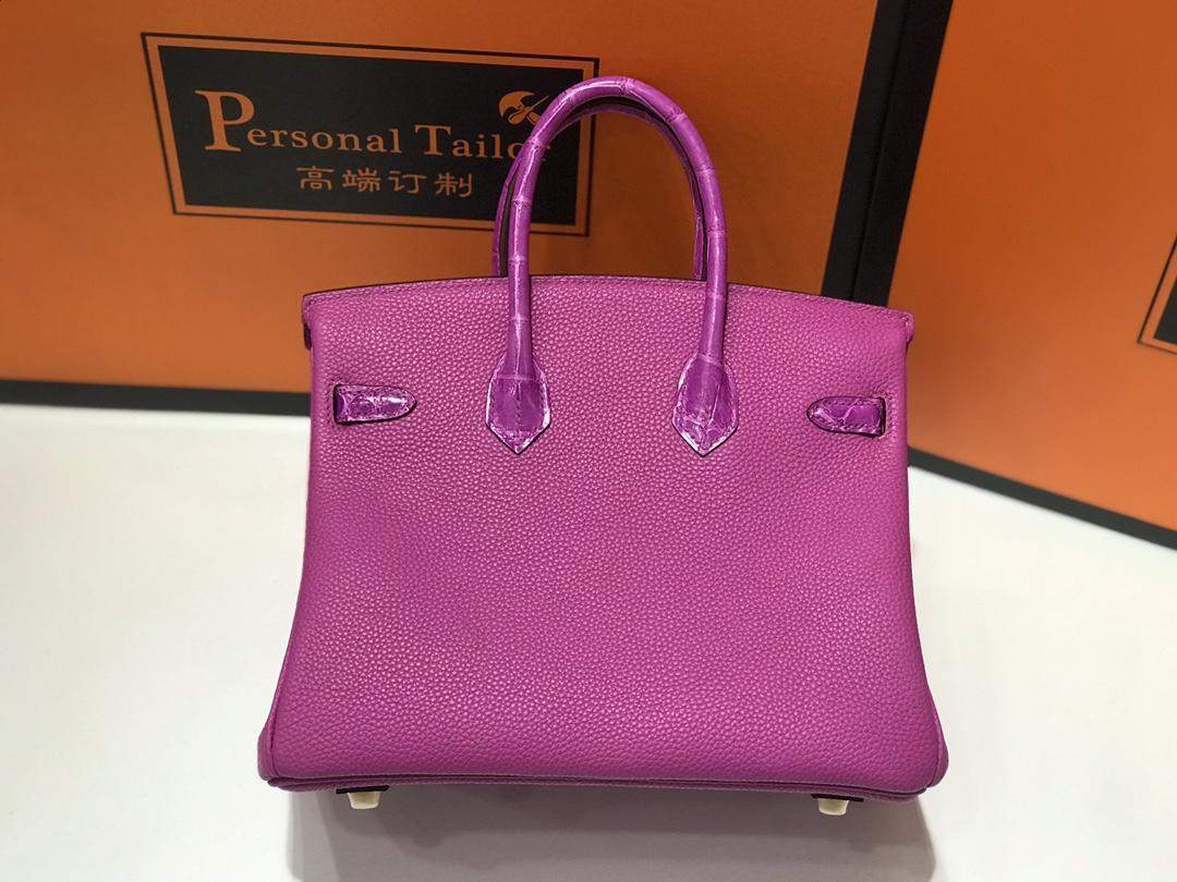 Deluxe Hermes Birkin Touch 25 cm Replica Bag In Togo & Shiny Crocodile Leather With Gold Hardware - Image 2