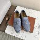 Deluxe Loro Piana Summer Charms Walk Replica Loafer With Silver-Tone Metal - Blue