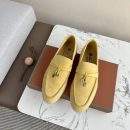 Deluxe Loro Piana Summer Charms Walk Replica Loafer With Silver-Tone Metal - Yellow