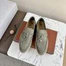 Deluxe Loro Piana Summer Charms Walk Replica Loafer With Silver-Tone Metal - Green