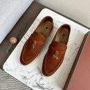 Deluxe Loro Piana Summer Charms Walk Replica Loafer With Silver-Tone Metal - Sapele
