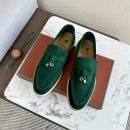 Deluxe Loro Piana Summer Charms Walk Replica Loafer With Silver-Tone Metal - Dark Green