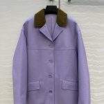 Copy Gucci Leather Replica Jacket With Embossed Logo And Corduroy Collar