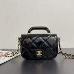 Premium Metallic Mirror Calfskin Replica Mini Flap Bag With Top Handle