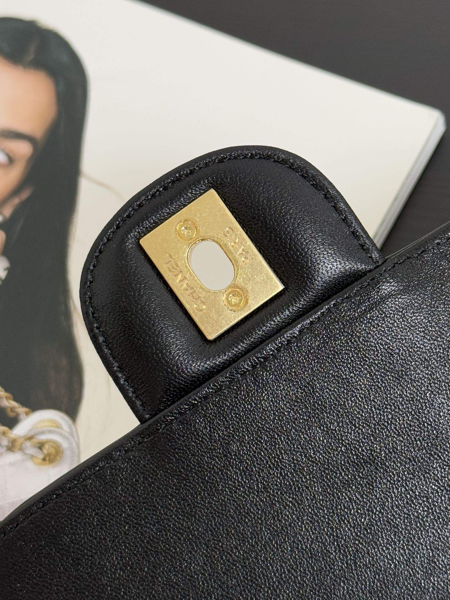 Premium Metallic Mirror Calfskin Replica Mini Flap Bag With Top Handle - Image 7