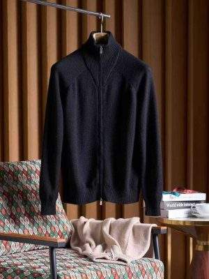 Copy Brunello Cucinelli Wool Feather Yarn Knit Replica Outerwear Jacket With Down Quilting
