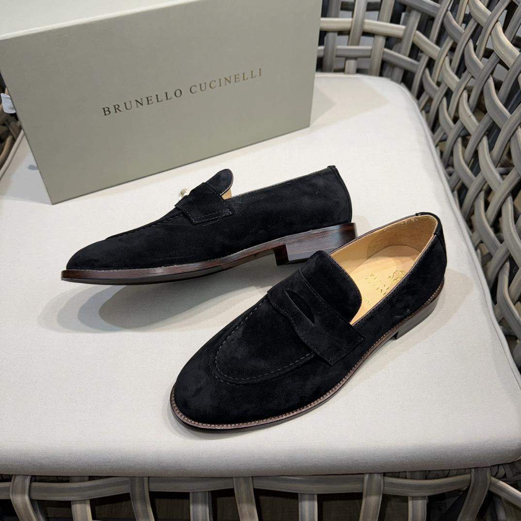 Replica Brunello Cucinelli Washed Suede Penny Loafers - Image 5