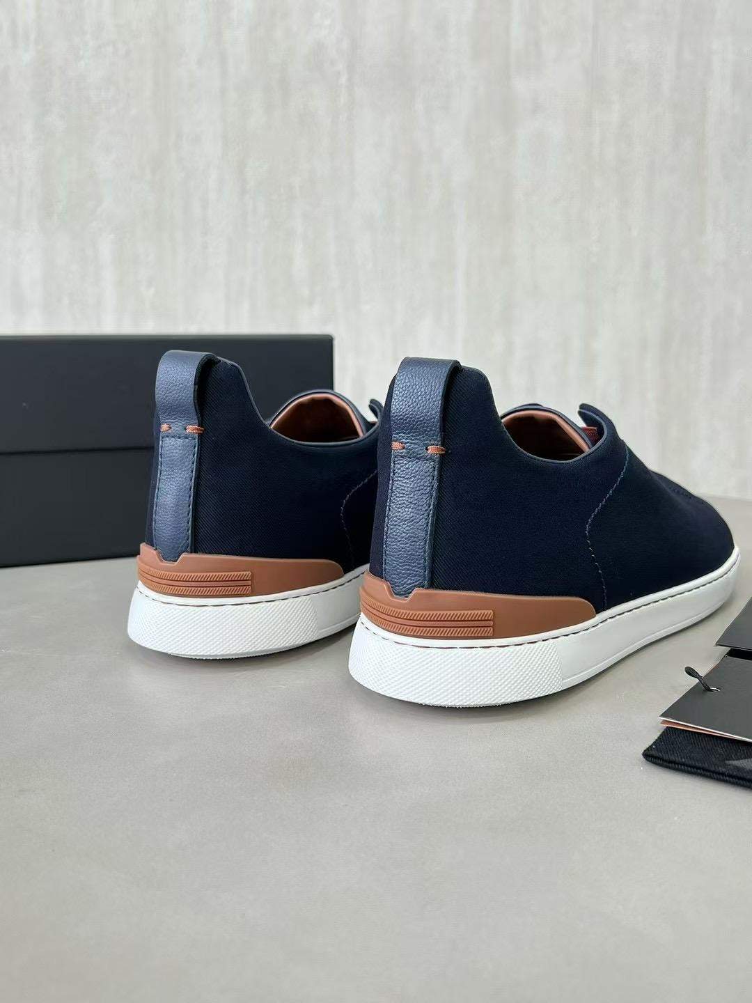 Shop Replica Ermengildo Zegna Canvas Triple Stitch Sneakers - Image 5