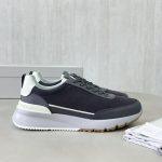 Luxury Replica Brunello Cucinelli Washed Suede And Semi-Polished Calfskin Runners - Dark Gray