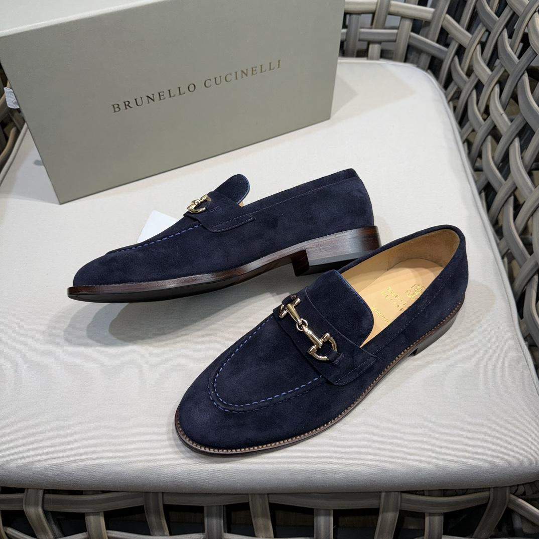 Shop Replica Brunello Cucinelli Suede Loafers With Bit - Image 4