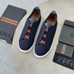 Shop Replica Ermengildo Zegna Canvas Triple Stitch Sneakers