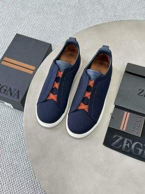 Shop Replica Ermengildo Zegna Canvas Triple Stitch Sneakers