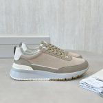 Luxury Replica Brunello Cucinelli Washed Suede And Semi-Polished Calfskin Runners - Light Brown