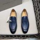 Best Replica Brunello Cucinelli Soft Waxed Calfskin Loafers With Bit Detail - Navy Blue