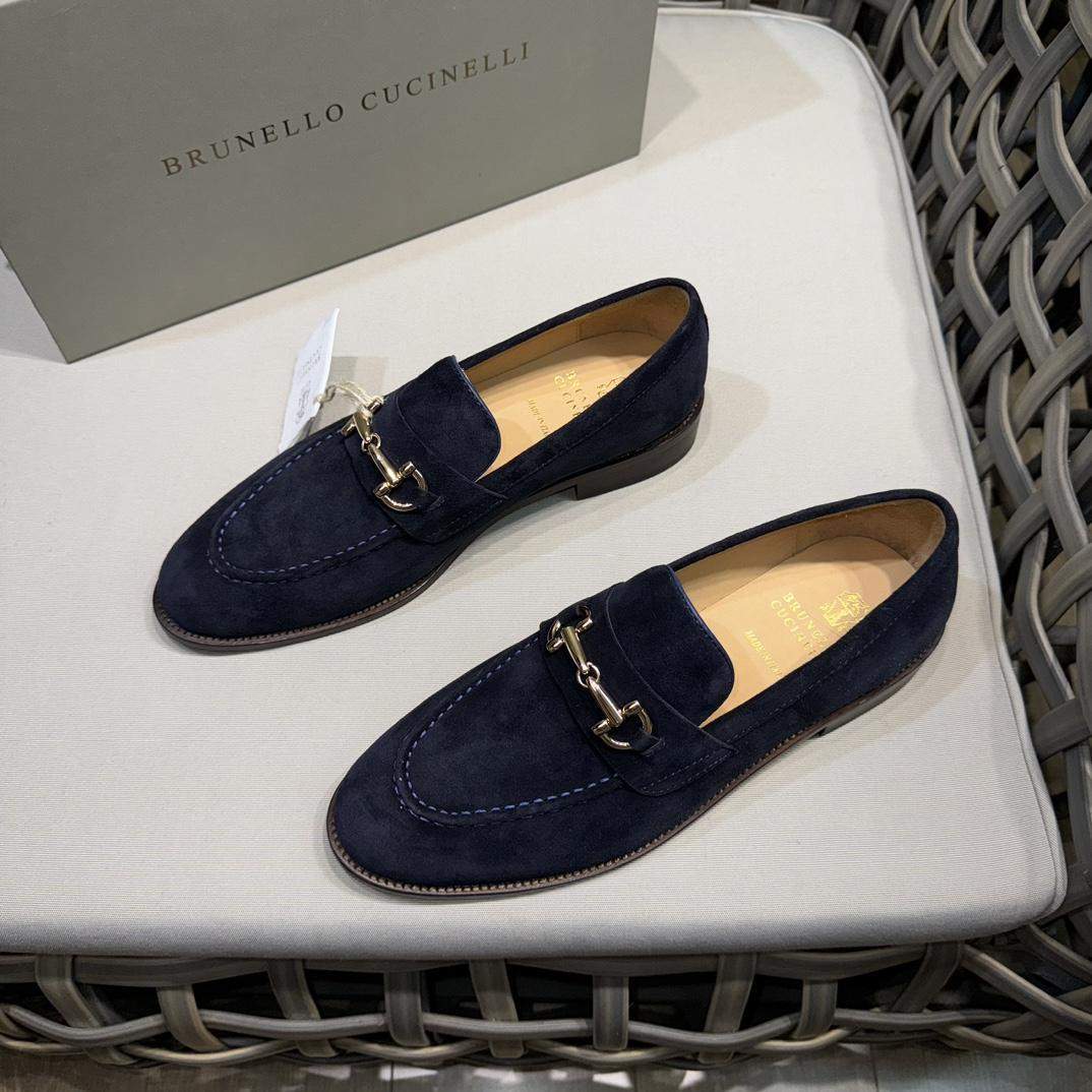 Shop Replica Brunello Cucinelli Suede Loafers With Bit - Image 5