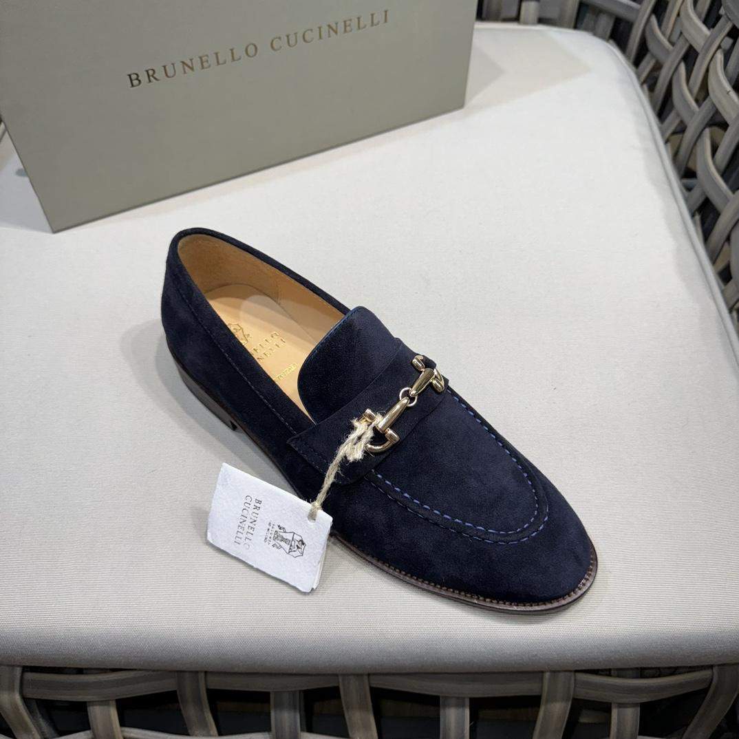 Shop Replica Brunello Cucinelli Suede Loafers With Bit - Image 6
