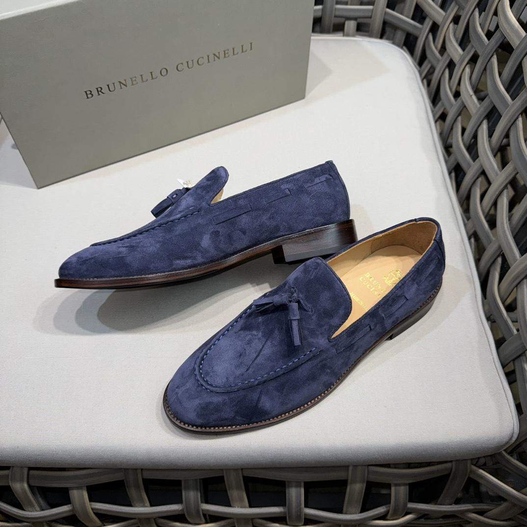Luxury Replica Brunello Cucinelli Suede Loafers With Tassels - Image 3