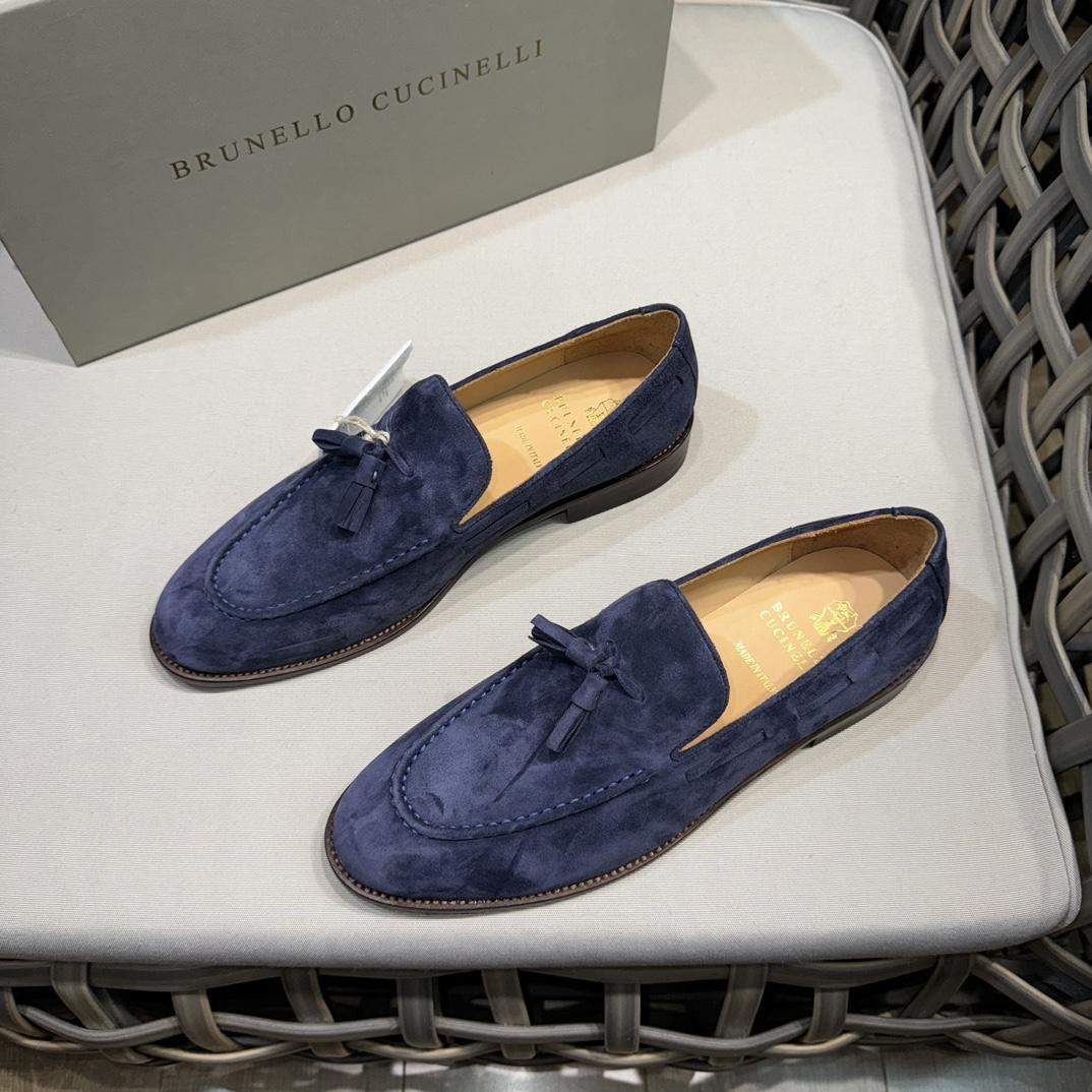 Luxury Replica Brunello Cucinelli Suede Loafers With Tassels - Image 5