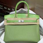 Premium Hermes Birkin Touch 25 cm Replica Bag In Togo Leather With Silver-Tone Metal - Light Green