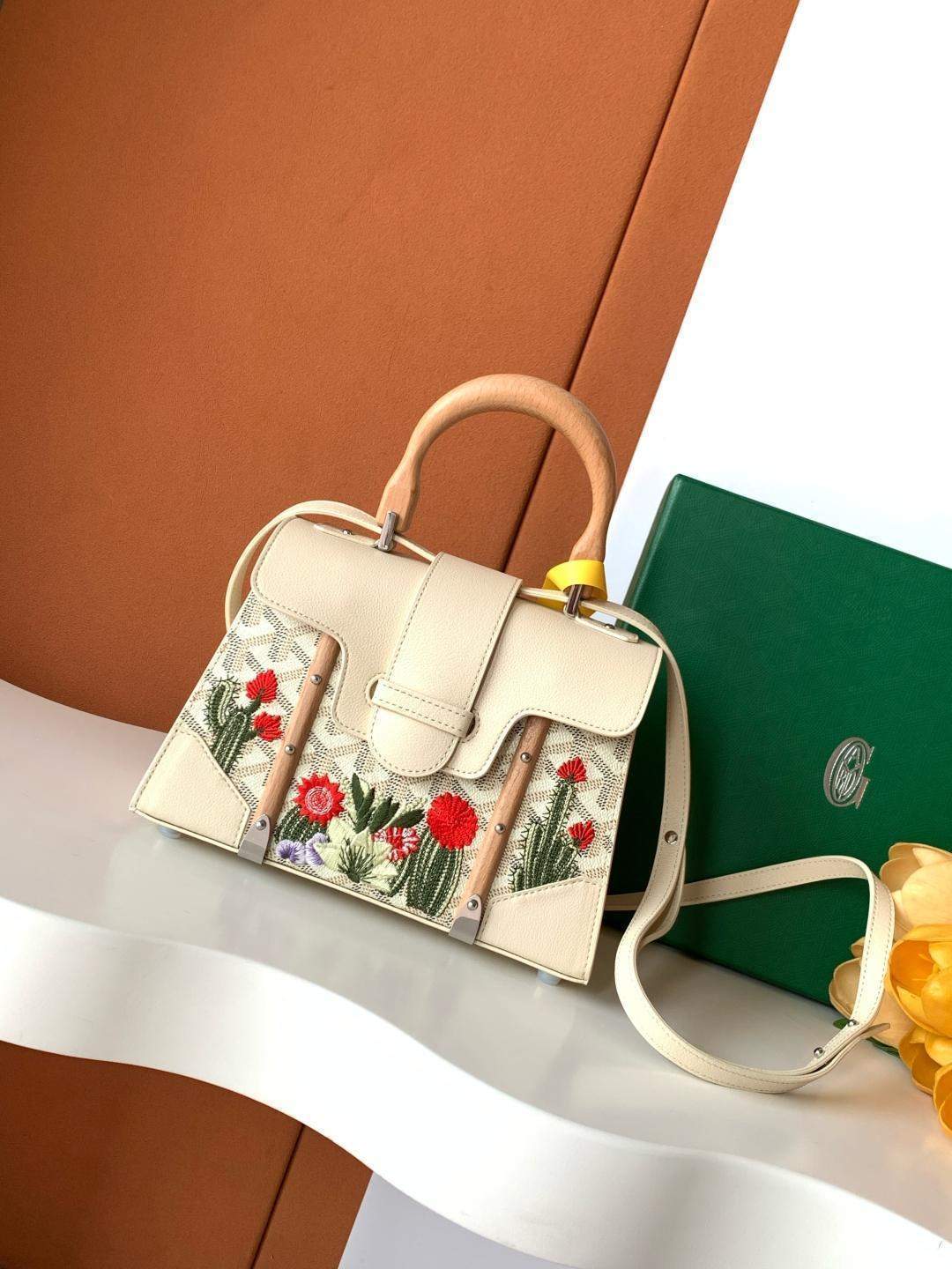 Copy Goyard Saigon Structure Replica Mini Bag Cactus Embroidery